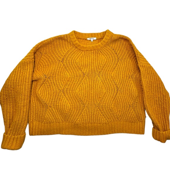 Madewell Sweaters - Madewell Everett Cable-Knit Pullover Sweater Mustard Yellow Large EUC